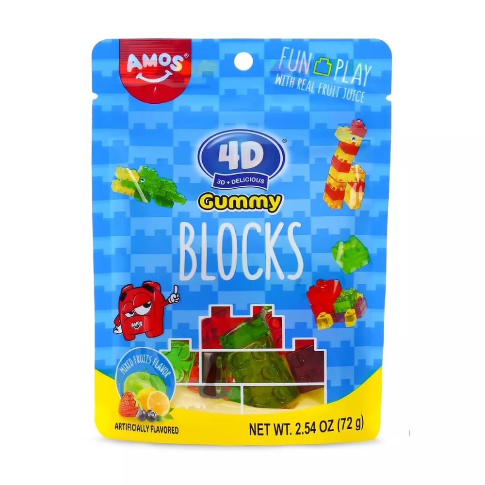 AMOS 4D Gummy Blocks, 72g