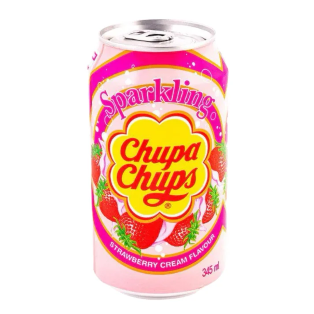 Chupa Chups Carbonated Soft Drink - Strawberry Cream, 345ml
