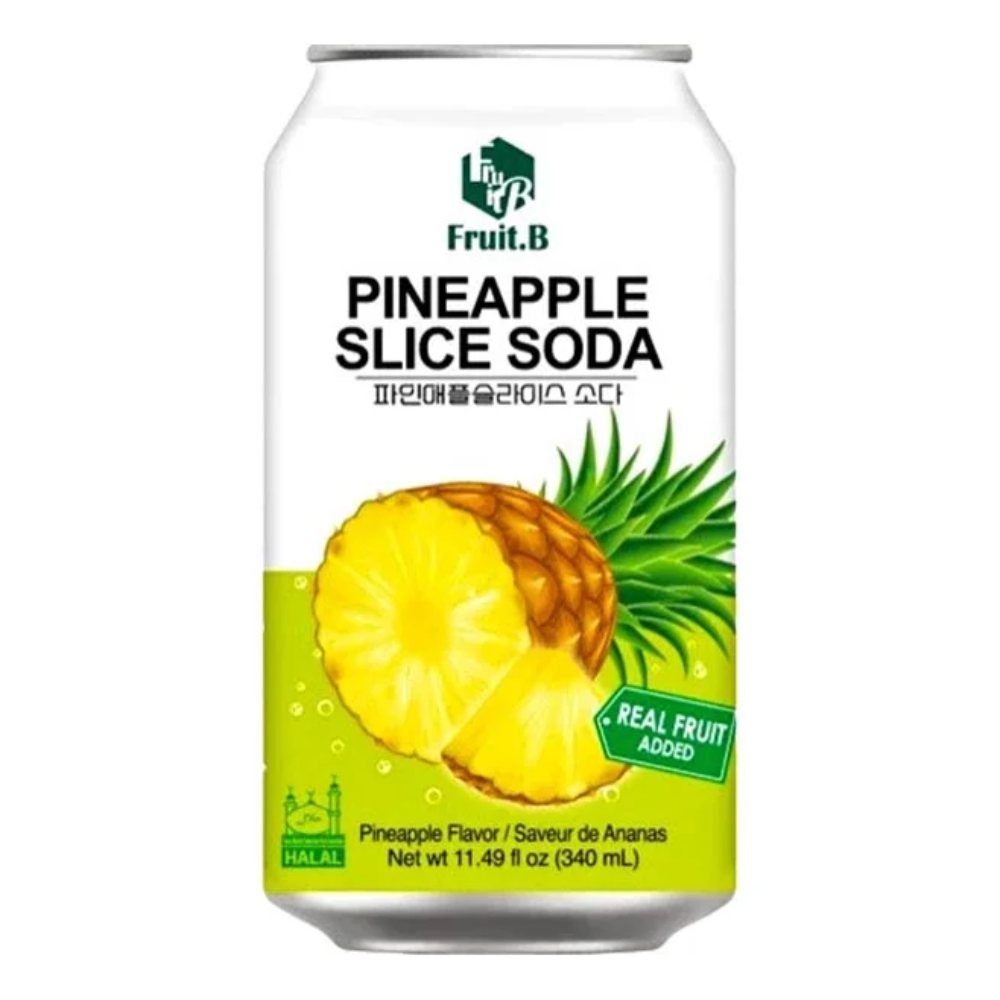 Fruit.B Carbonated Drink with Pineapple Slices, 340ml