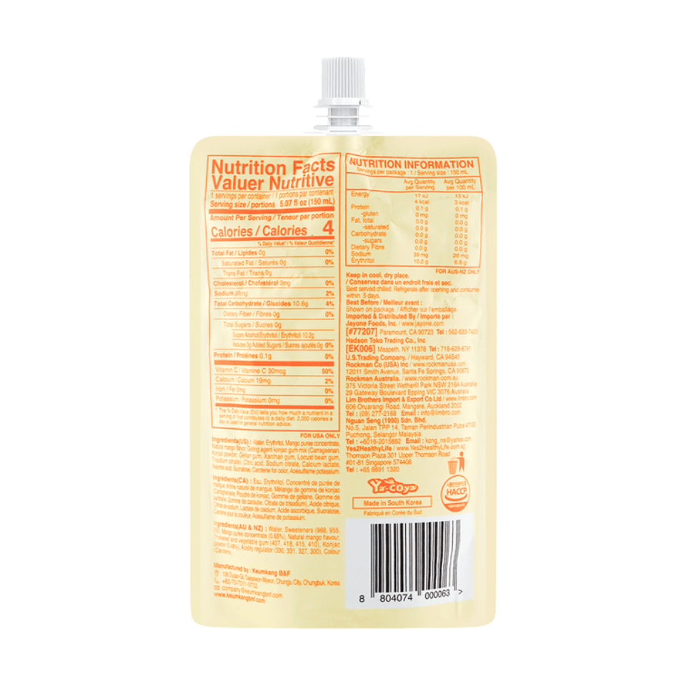 Jelly.B Konjac želė - 4 Kcal mangų skonio, 150 ml