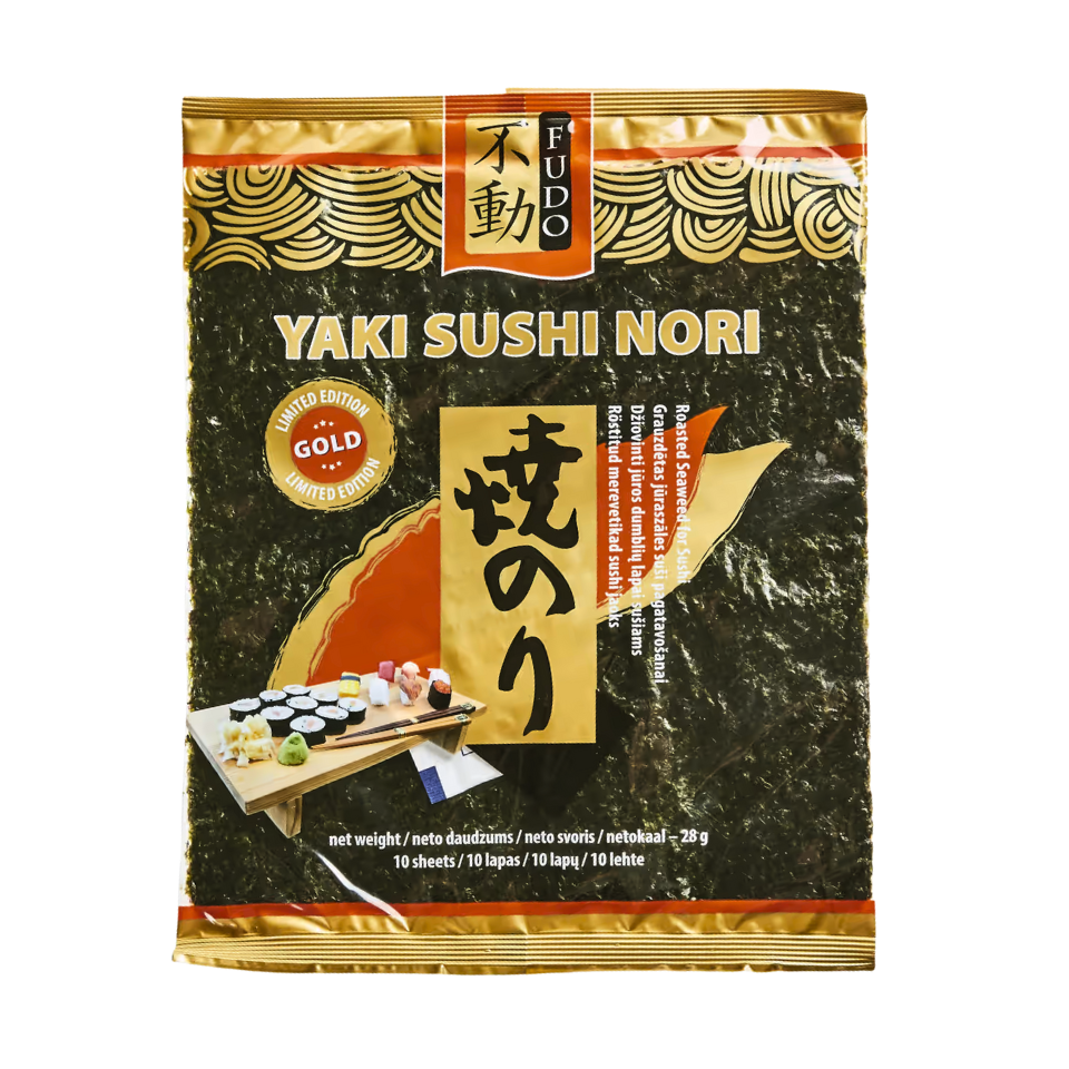 Fudo keptos jūros dumblių lapeliai Sushi Nori (Auksinė leidimas), 10 vnt., 28 g