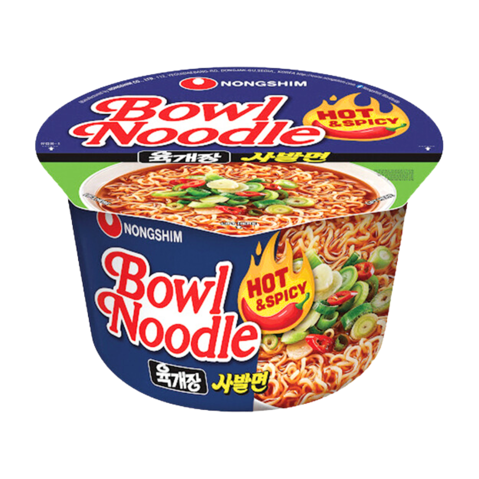 Nongshim Instant Noodle Soup Bowl, Hot and Spicy, 100g