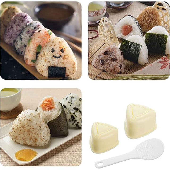 NCoale Triangle Onigiri Maker Mould - 1 Large and 1 Small Moulds with 1 Rice Spoon