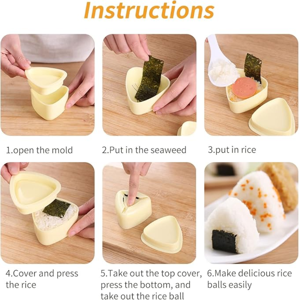 NCoale Triangle Onigiri Maker Mould - 1 Large and 1 Small Moulds with 1 Rice Spoon