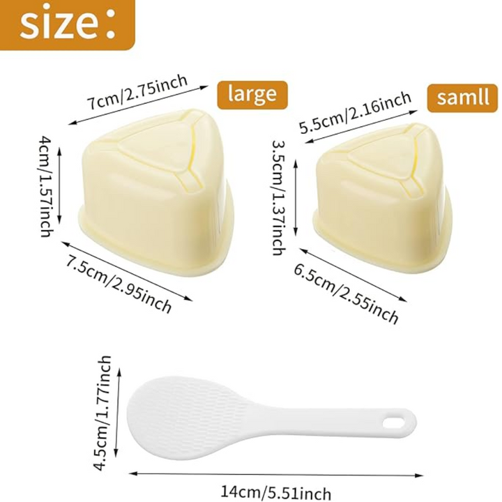 NCoale Triangle Onigiri Maker Mould - 1 Large and 1 Small Moulds with 1 Rice Spoon
