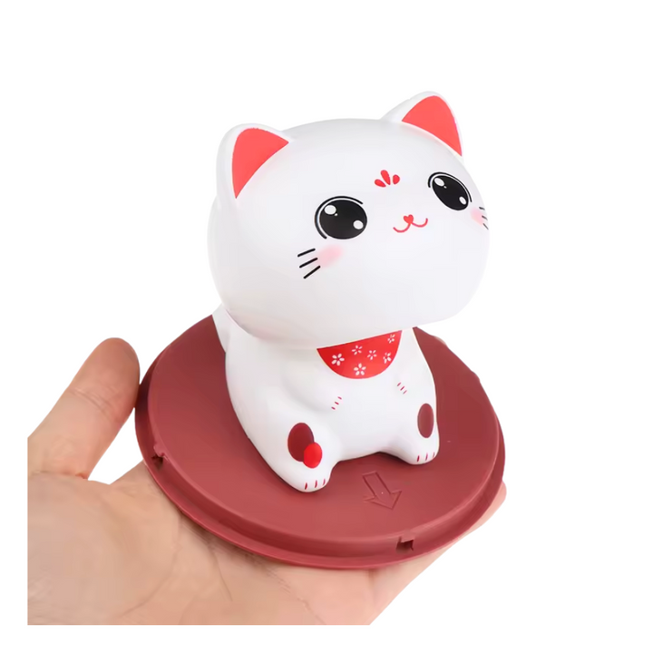 Kawaii Wobble Head Fortune Cat  - Eyes Open, 9cm