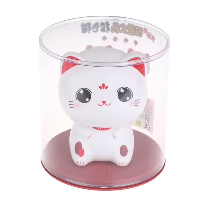 Kawaii Wobble Head Fortune Cat  - Eyes Open, 9cm
