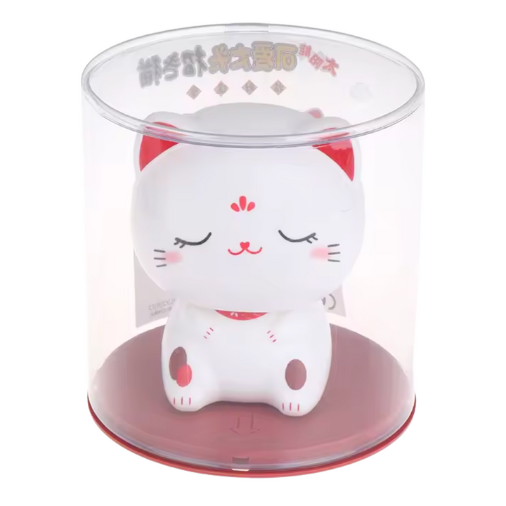 Kawaii linguojantis galvos laimės katinas - užmerktos akys, 9 cm