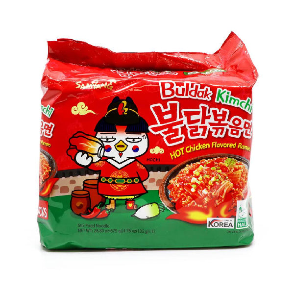 Samyang Buldak Hot Chicken Flavor Ramen (Kimchi garša) - 5 iepakojumi, 135g*5